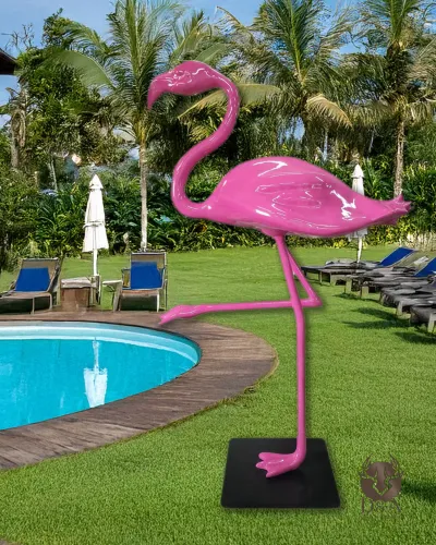 Dekorativer Flamingo, Tiere aus Kunstharz